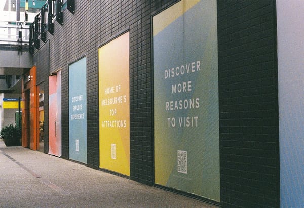 A walkway in the shopping centre 'The District at Docklands'